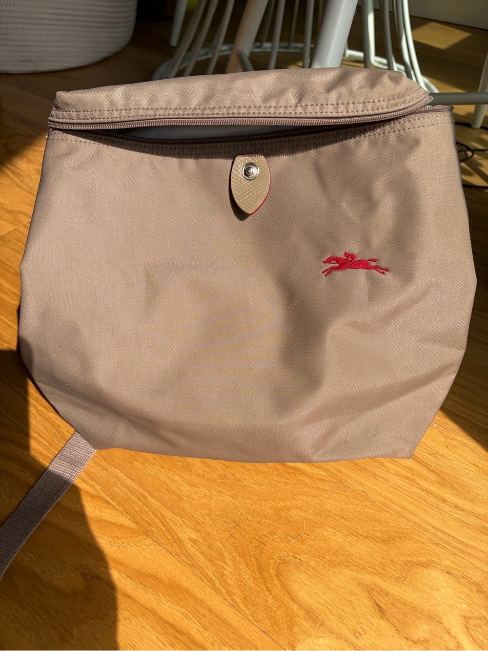 Longchamp Beige Mini Backpack with Red Trim - Picture 3 of 10